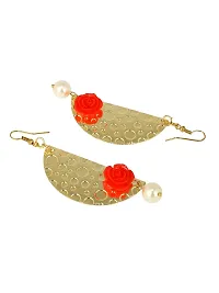ZIVOM#174; Geometric Flower Red 18K Gold Plated Dangling Earring For Women-thumb2