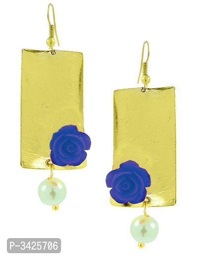 ZIVOM#174; Daily Dangling Gold Plated Neon Blue Pearl Earring For Women-thumb0
