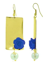 ZIVOM#174; Daily Dangling Gold Plated Neon Blue Pearl Earring For Women-thumb1