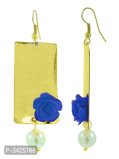 ZIVOM#174; Daily Dangling Gold Plated Neon Blue Pearl Earring For Women-thumb2