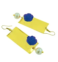 ZIVOM#174; Daily Dangling Gold Plated Neon Blue Pearl Earring For Women-thumb2