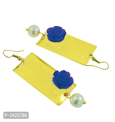 ZIVOM#174; Daily Dangling Gold Plated Neon Blue Pearl Earring For Women-thumb3