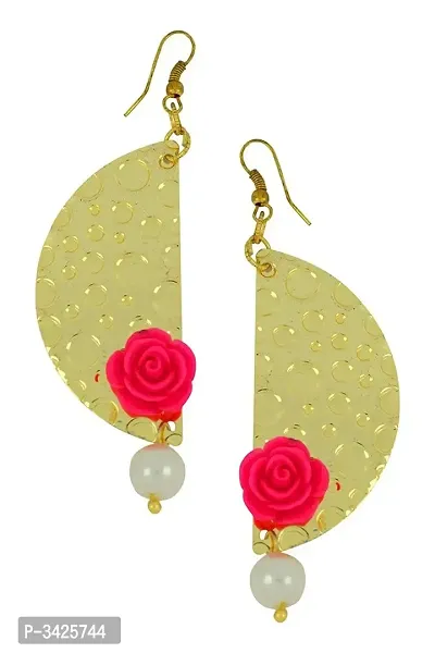 ZIVOM#174; Geometric Flower Pink 18K Gold Plated Dangling Earring For Women