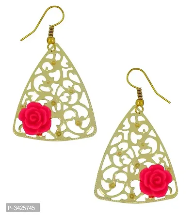 ZIVOM#174; Filigree Flower Pink 18K Gold Plated Dangling Earring For Women-thumb0