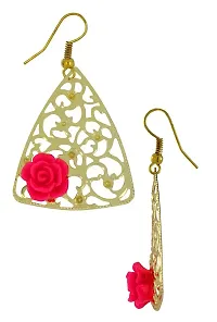 ZIVOM#174; Filigree Flower Pink 18K Gold Plated Dangling Earring For Women-thumb1