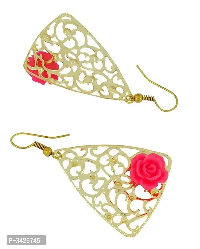 ZIVOM#174; Filigree Flower Pink 18K Gold Plated Dangling Earring For Women-thumb3