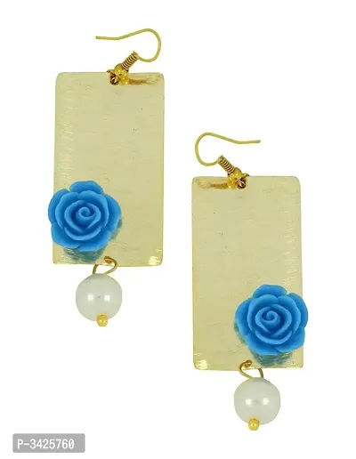 ZIVOM#174; Daily Dangling Blue Gold Plated Rose Pearl Earring For Women-thumb0