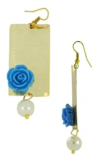 ZIVOM#174; Daily Dangling Blue Gold Plated Rose Pearl Earring For Women-thumb1