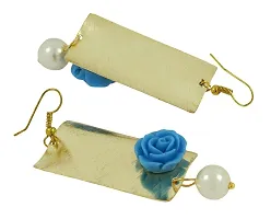 ZIVOM#174; Daily Dangling Blue Gold Plated Rose Pearl Earring For Women-thumb2