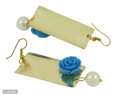 ZIVOM#174; Daily Dangling Blue Gold Plated Rose Pearl Earring For Women-thumb3