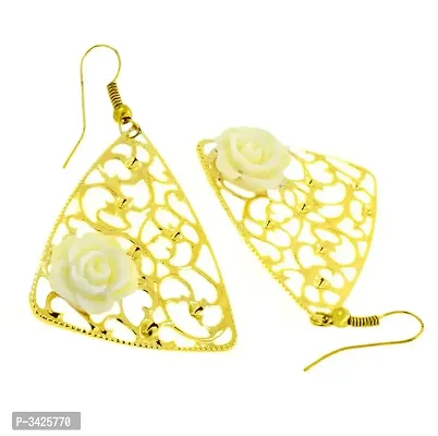 ZIVOM#174; Filigree Flower White 18K Gold Plated Dangling Earring For Women-thumb2