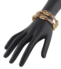 ZIVOM#174; Stylish 22K Gold Plated Peacock Black Maroon American Diamond Bangle Pair-thumb1