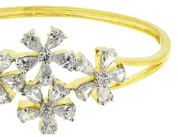 ZIVOM#174; Stylish Openable Flower Marquise American Diamond CZ Gold Plated Bangle Bracelet Kada For Women-thumb1