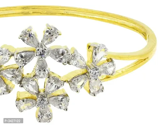 ZIVOM#174; Stylish Openable Flower Marquise American Diamond CZ Gold Plated Bangle Bracelet Kada For Women-thumb2