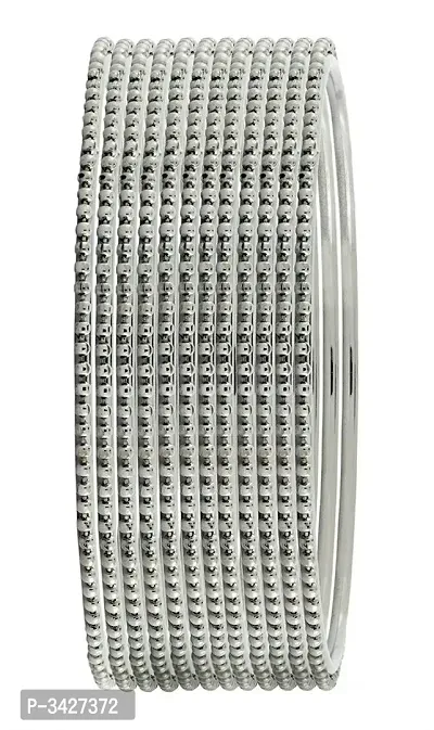 ZIVOM#174; Stylish Slim Traditional Silver Plated Bangle Kada Set Of 12 For Girls Women-thumb2