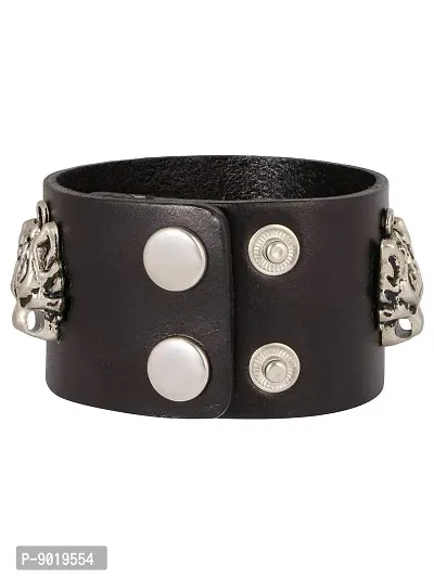 Zivom#174; Tiger Funky Genuine Handcrafted Black Leather Bracelet for Men-thumb3