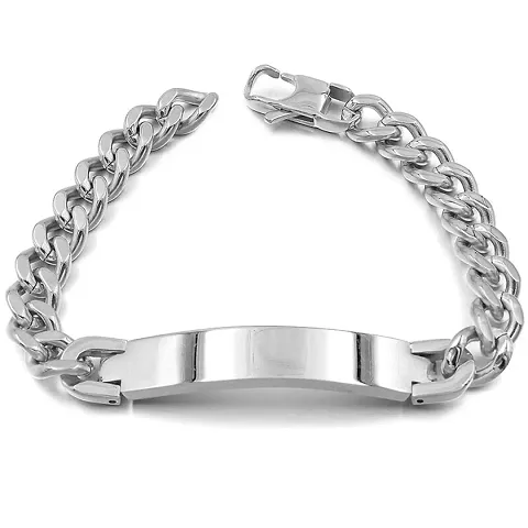 Zivom#174; 316L Stainless Curb Solid Matt Finish Plate Bracelet Men