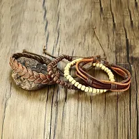 Zivom#174; Stackable Strand Brown Tibetan Bead Leather Wrist Band Bracelet-thumb4
