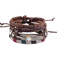 ZIVOM Leather Base Metal Bracelet for Men (Multicolored_20gm)-thumb1