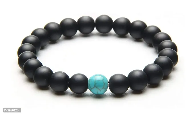 Zivom#174; Turquoise Onyx Beads Glossy Black Stretchable Distance Bracelet-thumb0