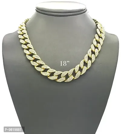 Pyramid Jewelers Mens Iced Out Hip Hop Gold tone CZ Miami Cuban Link Chain Choker Necklace (18)-thumb5