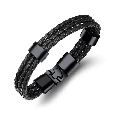 Zivom#174; Biker Triple Layer Braided Rope Leather Wrist Band Wrap Bracelet