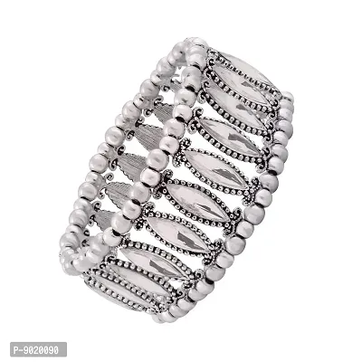 ZIVOM Oxidized Silver Brass  Cubic Zirconia Bracelet for Women (Silver_33gm)-thumb2