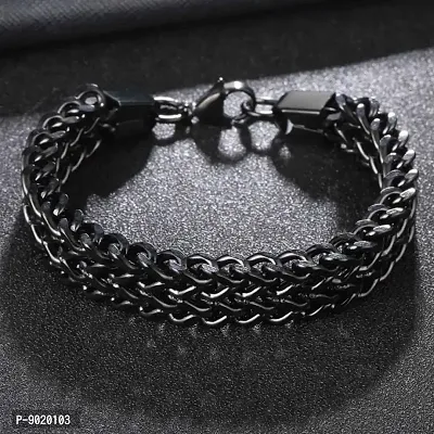 ZIVOM Gold Plated Stainless Steel Bracelet for Men (Black_62gm)-thumb5