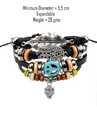 Zivom#174; Black Leather Hamsa Peace Charm Wrist Band Multi Strand Bracelet-thumb1