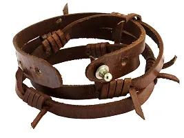 Zivom#174; Handmade Tan Brown Leather Wrist Band Biker Bracelet For Men-thumb1