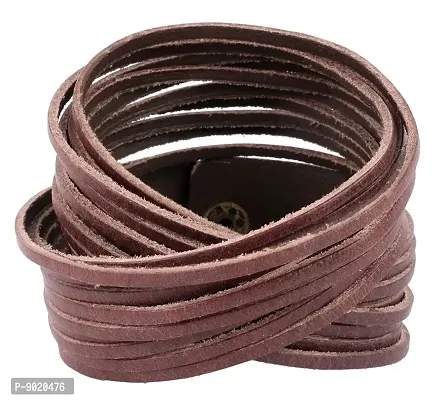 Zivom#174; Multi Strand Brown Handcrafted Leather Strand Bracelet For Men