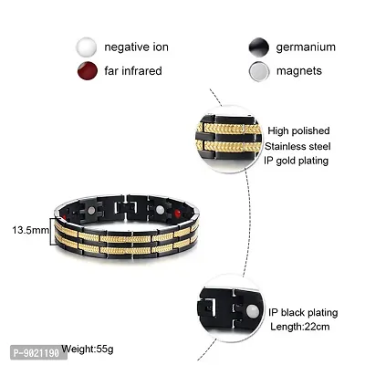 ZIVOM Titanium Black Gold Magnet Health Therapy Bio Energy Bracelet for Men-thumb5