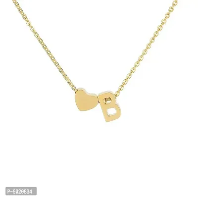 Zivom Glossy Heart Love Initial Alphabet Letter B 18K Gold Pendant Necklace Chain for Women