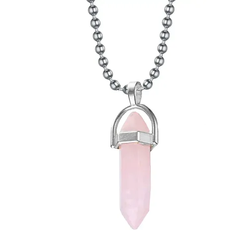 Zivom#174; Hexagon Bullet Pencil Quartz Crystal Stone Pendant Locket Necklace Chain For Men Women