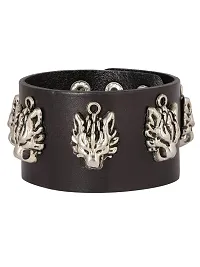 Zivom#174; Tiger Funky Genuine Handcrafted Black Leather Bracelet for Men-thumb1