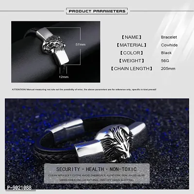 Zivom Stainless Steel With Cubic Zirconia Lion Punk Biker Bracelet For Boy  Men (black, Silver)-thumb5