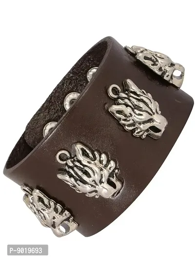 Zivom#174; Tiger Funky Genuine Handcrafted Brown Leather Bracelet for Men