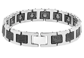 Zivom#174; Black Ceramic Silver 316L Stainless Steel Magnetic Bracelet For Men-thumb4