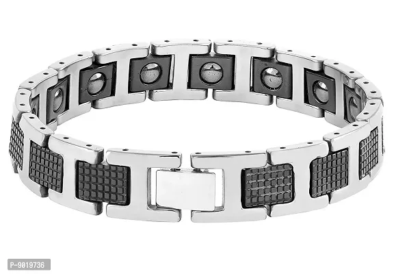 Zivom#174; Black Ceramic Silver 316L Stainless Steel Magnetic Bracelet For Men-thumb5