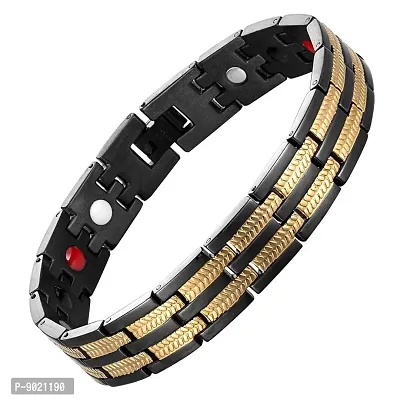 ZIVOM Titanium Black Gold Magnet Health Therapy Bio Energy Bracelet for Men-thumb0