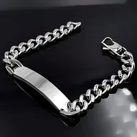 Zivom#174; Glossy Id Curb Cuban Silver Stainless Steel Bracelet For Men-thumb2