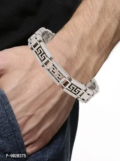 Zivom Solid Stainless Steel Geometric Dual Side Bracelet For Men-thumb3