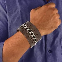 Zivom#174; Casual Chain Dark Brown Handcrafted Leather Wrist Band Bracelet Men-thumb3