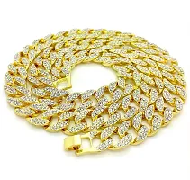 Pyramid Jewelers Mens Iced Out Hip Hop Gold tone CZ Miami Cuban Link Chain Choker Necklace (18)-thumb2