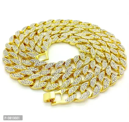 Pyramid Jewelers Mens Iced Out Hip Hop Gold tone CZ Miami Cuban Link Chain Choker Necklace (18)-thumb3