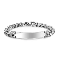 Zivom#174; Glossy Id Curb Cuban Silver Stainless Steel Bracelet For Men-thumb1