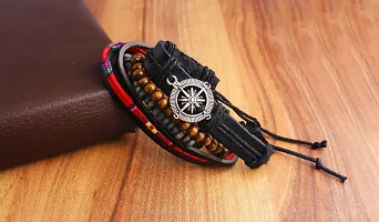 ZIVOM Leather Base Metal Bracelet for Men (Red_21gm)-thumb2