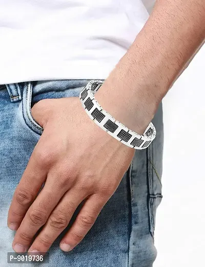 Zivom#174; Black Ceramic Silver 316L Stainless Steel Magnetic Bracelet For Men-thumb2