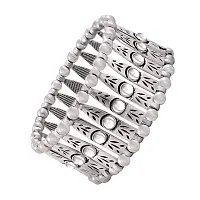 ZIVOM Oxidized Silver Brass  Cubic Zirconia Bracelet for Women (Silver_38gm)-thumb1