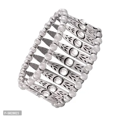ZIVOM Oxidized Silver Brass  Cubic Zirconia Bracelet for Women (Silver_38gm)-thumb2